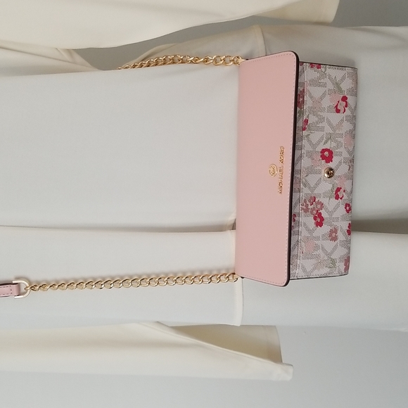 SOLD Michael Kors| Crossbody Wallet Jet Set Charm Vanilla MLTI Pink - Picture 2 of 9